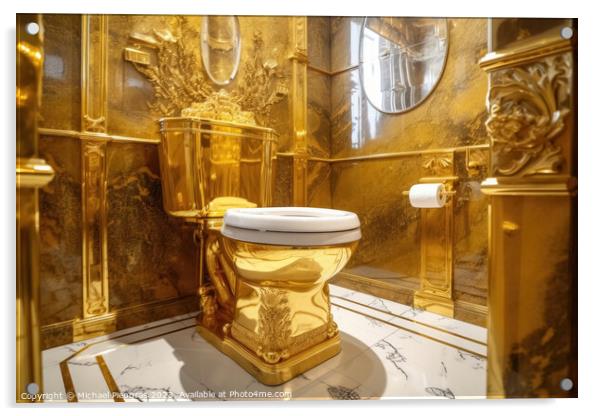A luxurious toilet made of pure gold created with generative AI  Acrylic by Michael Piepgras