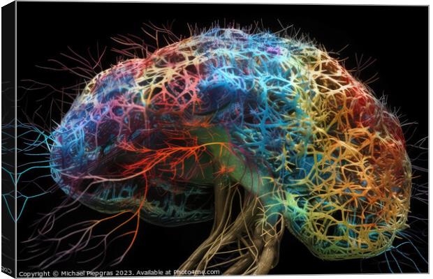 A representation of neuroplasticity the human brain created with Canvas Print by Michael Piepgras