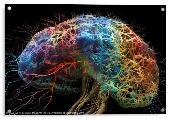 A representation of neuroplasticity the human brain created with Acrylic by Michael Piepgras