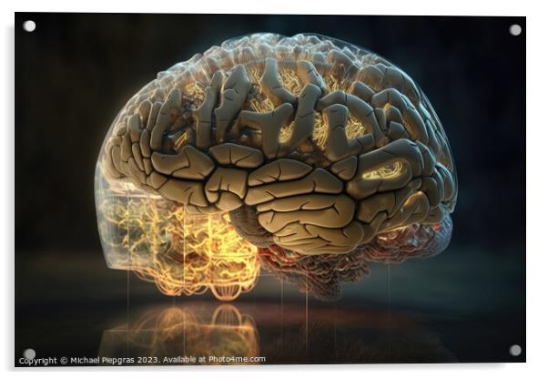 A transparent brain that calculates artificial intelligence crea Acrylic by Michael Piepgras