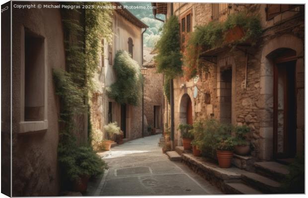 An old street in an idyllic Italian village created with generat Canvas Print by Michael Piepgras