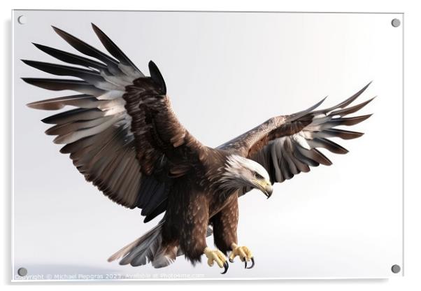 Flying eagle colorful on white background created with generativ Acrylic by Michael Piepgras