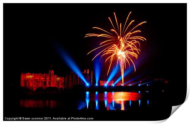 Leeds Castle Fireworks Print by Dawn O'Connor