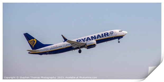 RYANAIR's Boeing 737 Elevates from Birmingham Print by Stephen Thomas Photography 