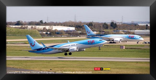 TUI G-TUMD Boeing 737 Max 8 taking off Framed Print by Stephen Thomas Photography 