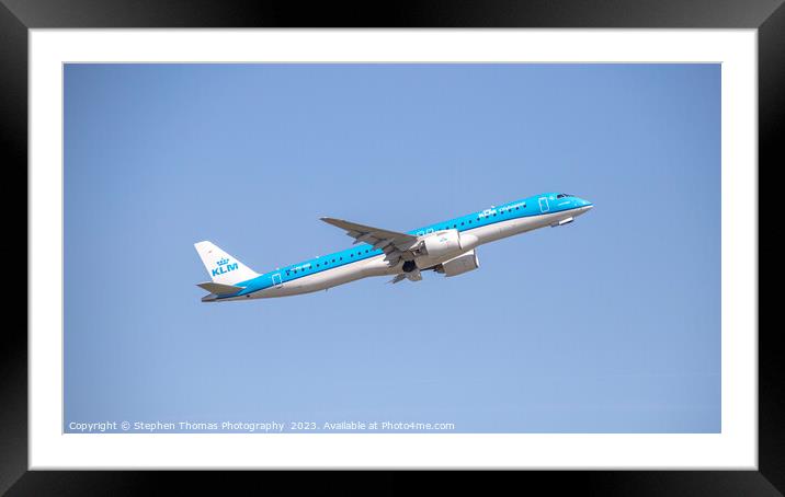 KLM PH-NXD Embraer 195-E2 taking off  Framed Mounted Print by Stephen Thomas Photography 