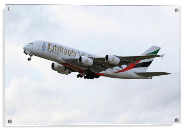 Emirates A380: A Majestic Journey Begins Acrylic by Stephen Thomas Photography 