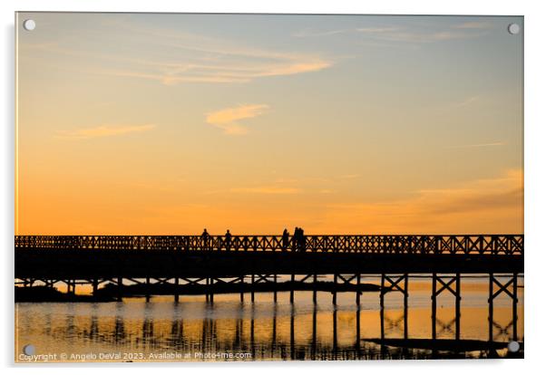 Wooden bridge welcoming twilight Acrylic by Angelo DeVal