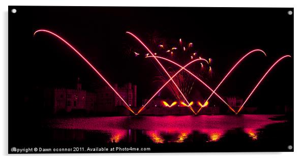 Leeds Castle Fireworks Acrylic by Dawn O'Connor