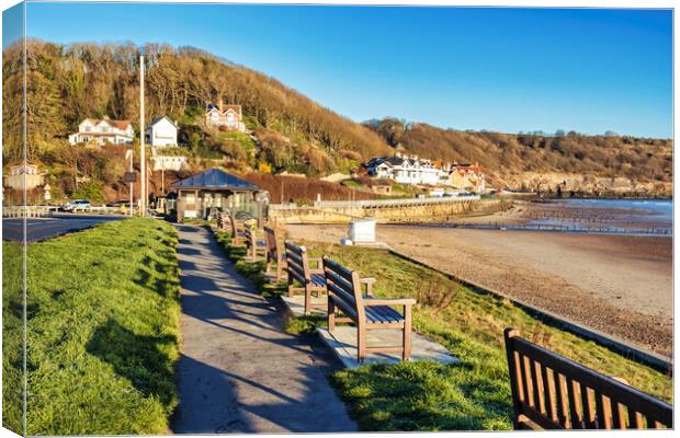 Sandsend Seafront and Beach Cafe Canvas Print by Tim Hill