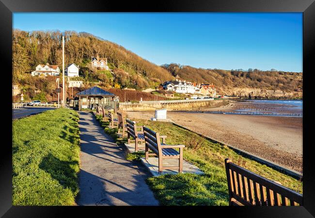 Sandsend Seafront and Beach Cafe Framed Print by Tim Hill