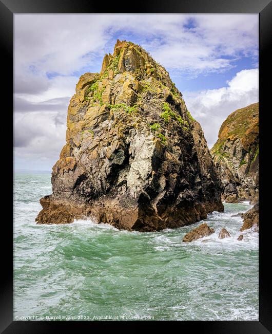 Cornish Sea stack Framed Print by Darrell Evans