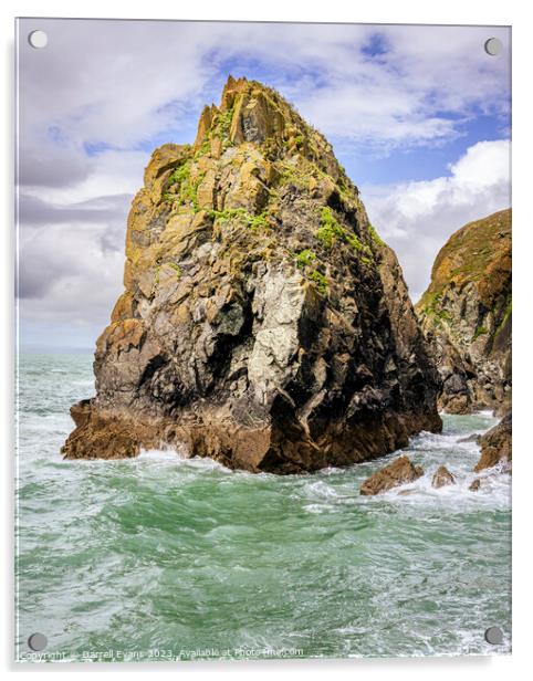 Cornish Sea stack Acrylic by Darrell Evans