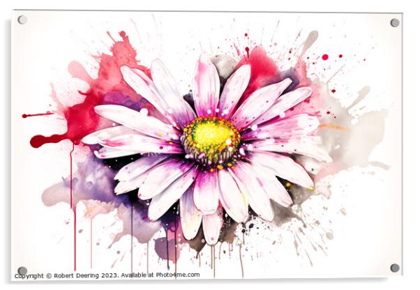 Pink Daisy Acrylic by Robert Deering
