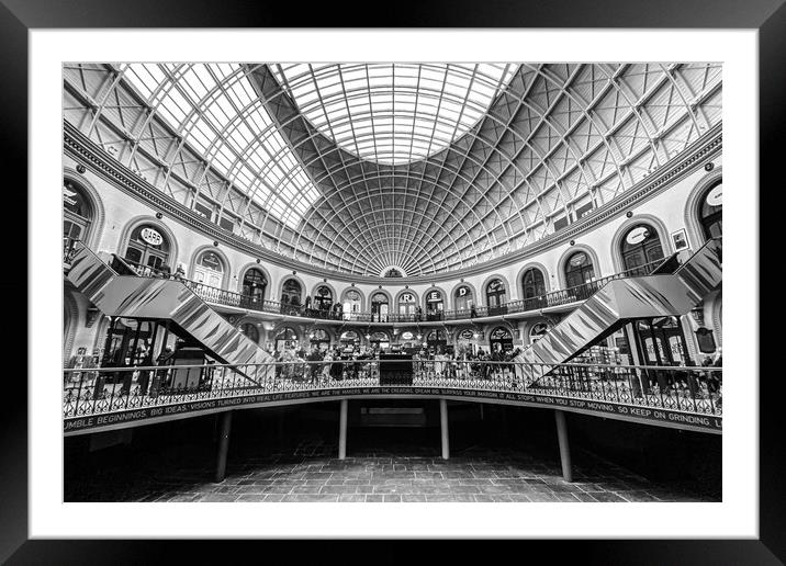 Leeds Corn Exchange Black and White Framed Mounted Print by Apollo Aerial Photography