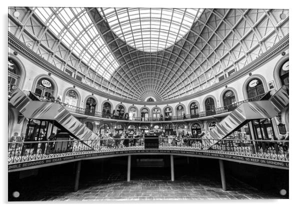 Leeds Corn Exchange Black and White Acrylic by Apollo Aerial Photography