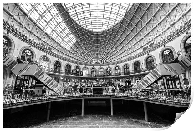 Leeds Corn Exchange Black and White Print by Apollo Aerial Photography
