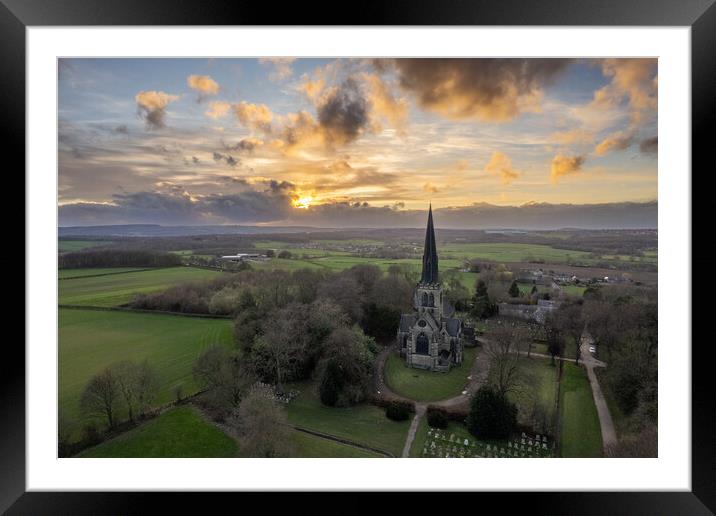 Wentworth Church Rotherham Sunset Framed Mounted Print by Apollo Aerial Photography