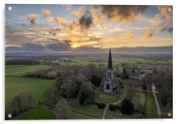 Wentworth Church Rotherham Sunset Acrylic by Apollo Aerial Photography