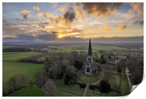 Wentworth Church Rotherham Sunset Print by Apollo Aerial Photography