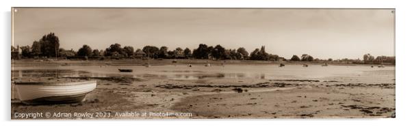 Picturesque Bosham Harbour and Quay in West Sussex in Sepia Acrylic by Adrian Rowley