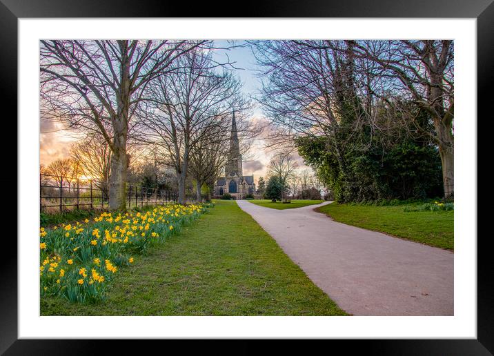 Wentworth Church Daffodils Framed Mounted Print by Apollo Aerial Photography