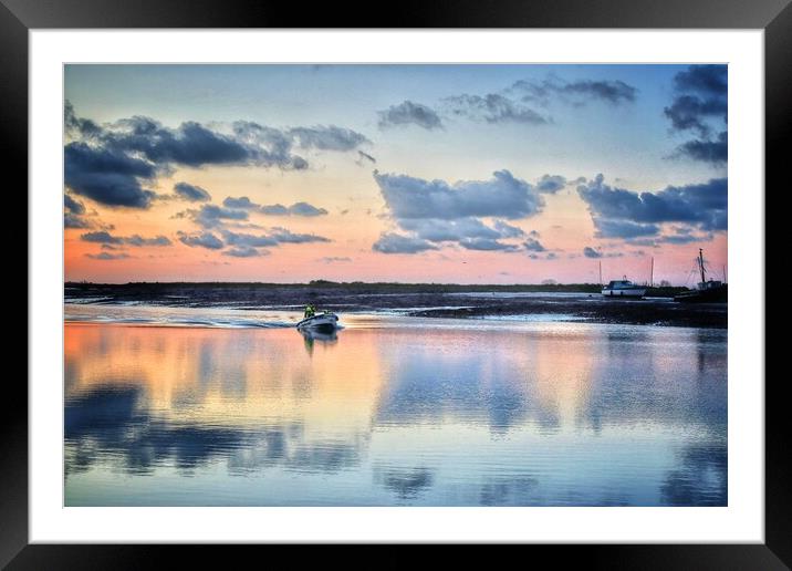 To work over the Brightlingsea Harbour in colourful reflections  Framed Mounted Print by Tony lopez