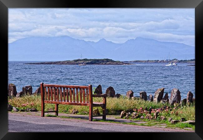 Millport bench and Arran view Framed Print by Allan Durward Photography