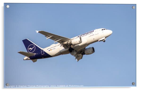 Lufthansa D-AILF AIRBUS A319-114 Ascending Airline Acrylic by Stephen Thomas Photography 