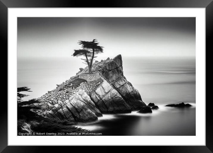 Lonesome Cypress Tree Monterey Framed Mounted Print by Robert Deering