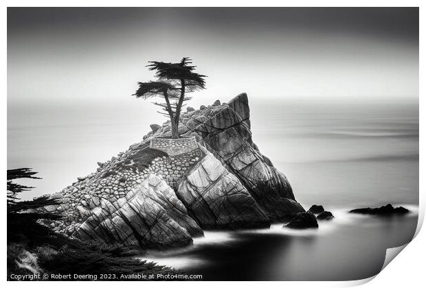 Lonesome Cypress Tree Monterey Print by Robert Deering