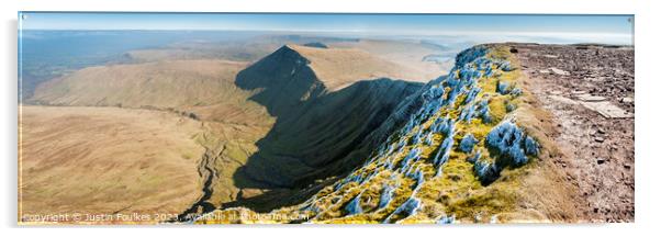 Panoramic view of Cribyn, from Pen y Fan, Bannau Acrylic by Justin Foulkes