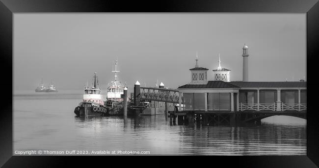 Tugs at Town Pier Framed Print by Thomson Duff