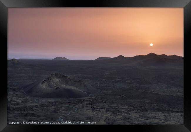 Sunset Volcano Lanzarote landscape Framed Print by Scotland's Scenery