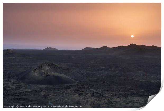 Sunset Volcano Lanzarote landscape Print by Scotland's Scenery