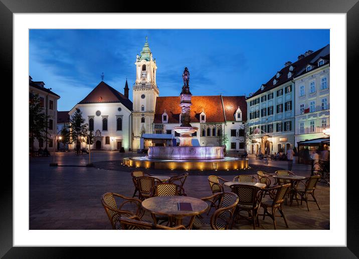 Old Town Square Of Bratislava By Night Framed Mounted Print by Artur Bogacki