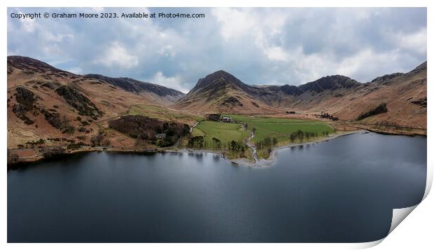 Buttermere Fleetwith Pike and Haystacks Print by Graham Moore