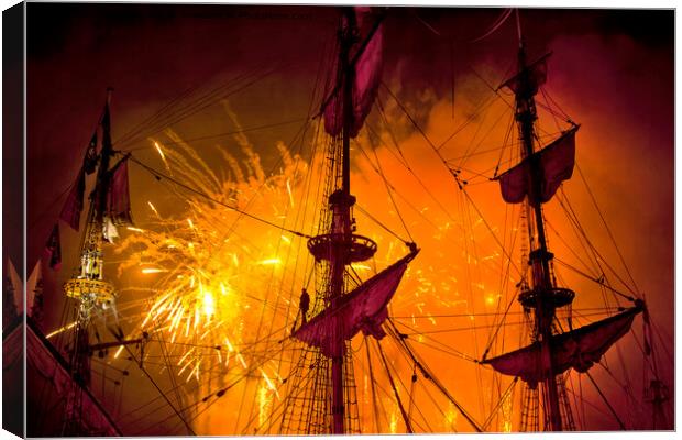 Fireworks over the Yardarm - Re-work Canvas Print by Jim Jones