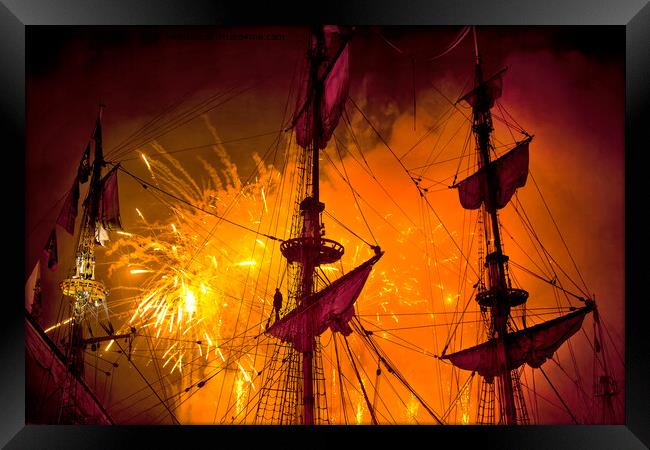 Fireworks over the Yardarm - Re-work Framed Print by Jim Jones