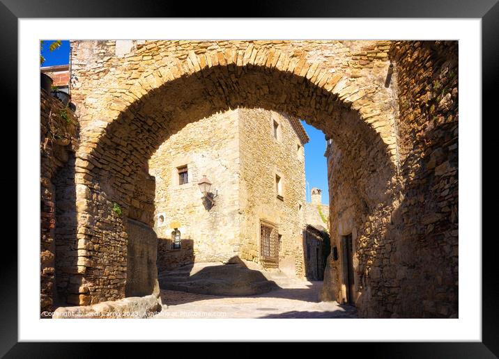 Arch of the street, Peratallada - C1610-7667-ORT Framed Mounted Print by Jordi Carrio