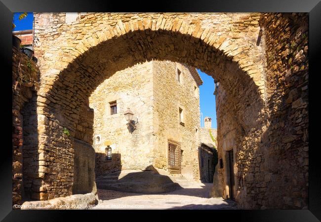 Arch of the street, Peratallada - C1610-7667-ORT Framed Print by Jordi Carrio