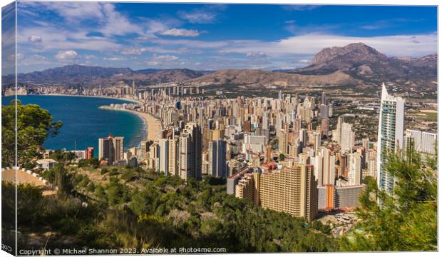 View of Benidorm in Spain from La Cruz Canvas Print by Michael Shannon