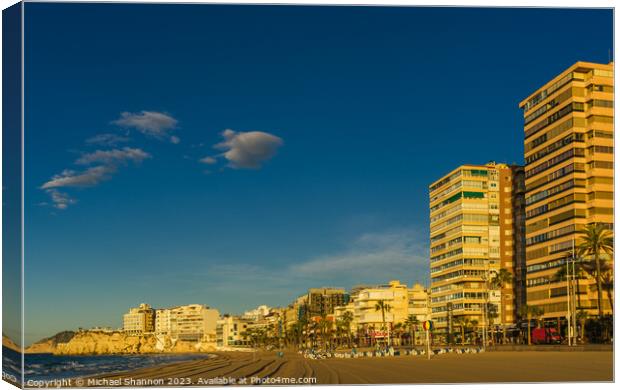 Benidorm Levante Beach - Early Morning just after  Canvas Print by Michael Shannon