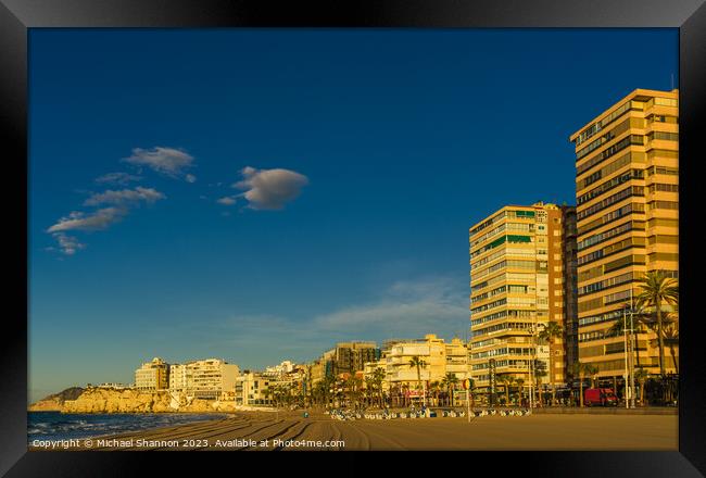 Benidorm Levante Beach - Early Morning just after  Framed Print by Michael Shannon