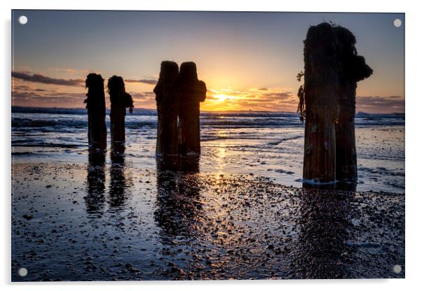 Sunrise over Sandsend Beach Acrylic by Tim Hill