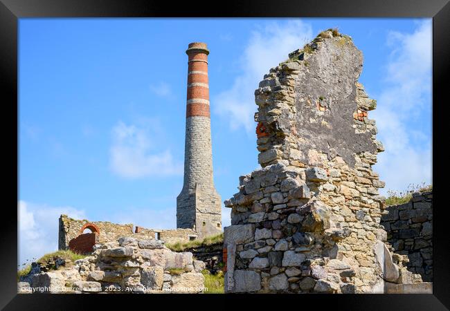 Levant Chimney Framed Print by Darrell Evans