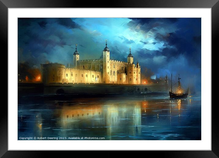 Castle on the Thames Framed Mounted Print by Robert Deering