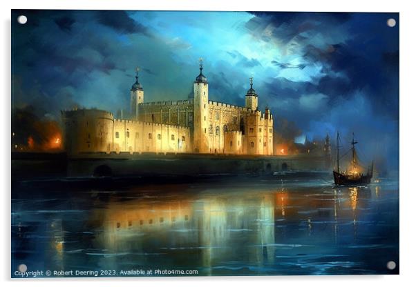 Castle on the Thames Acrylic by Robert Deering