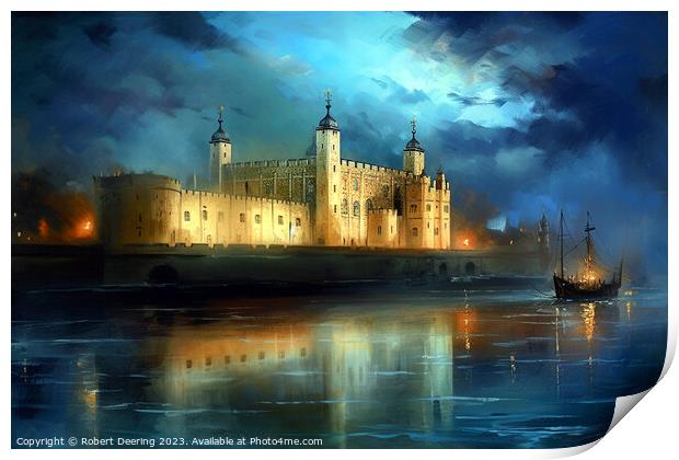 Castle on the Thames Print by Robert Deering
