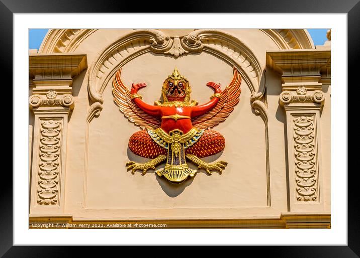Thai Emblem King Government Grand Palace Bangkok Thailand Framed Mounted Print by William Perry
